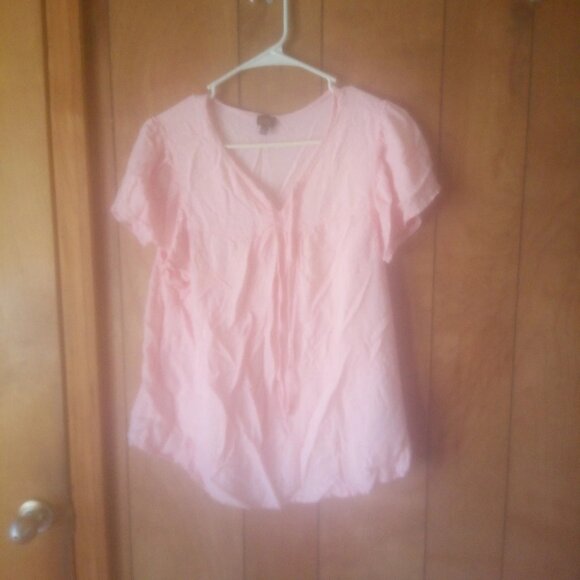 Lee Womens  Pink Cap Sleeve Pullover Top Size L - Picture 2 of 4